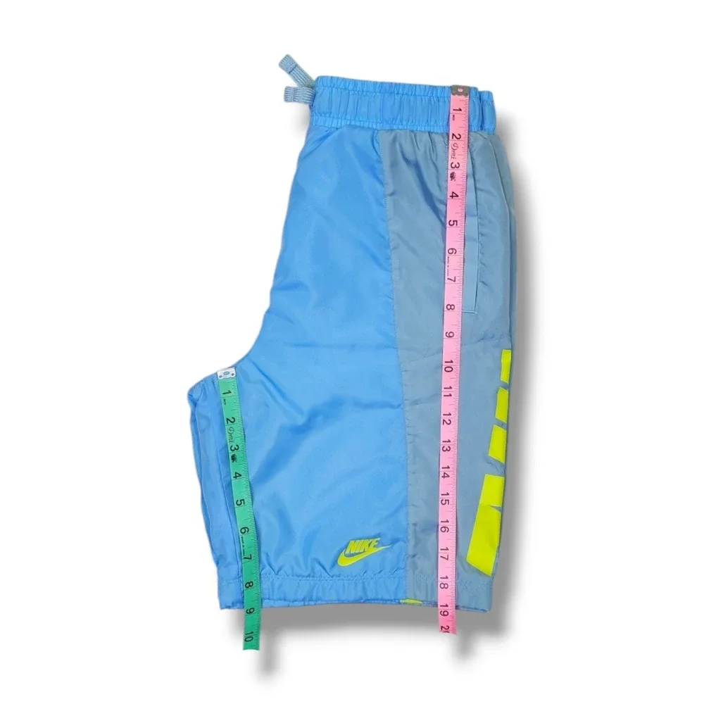 Nike Athletic Sportswear 2 Tone Light Blue Neon Yellow Logo Youth‎ Size L 27-28